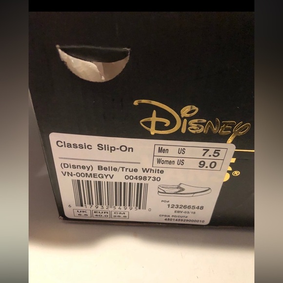 NWT Limited Edition Rare Disney X Vans Slip On Shoes featuring Belle women’s 9 - Picture 6 of 6